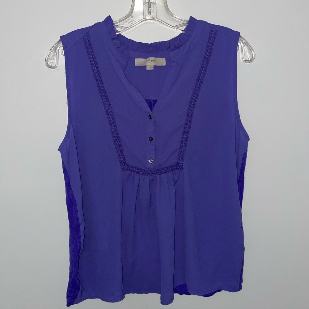 Loft Womens Shirt Medium Purple Sleeveless Career Office Business